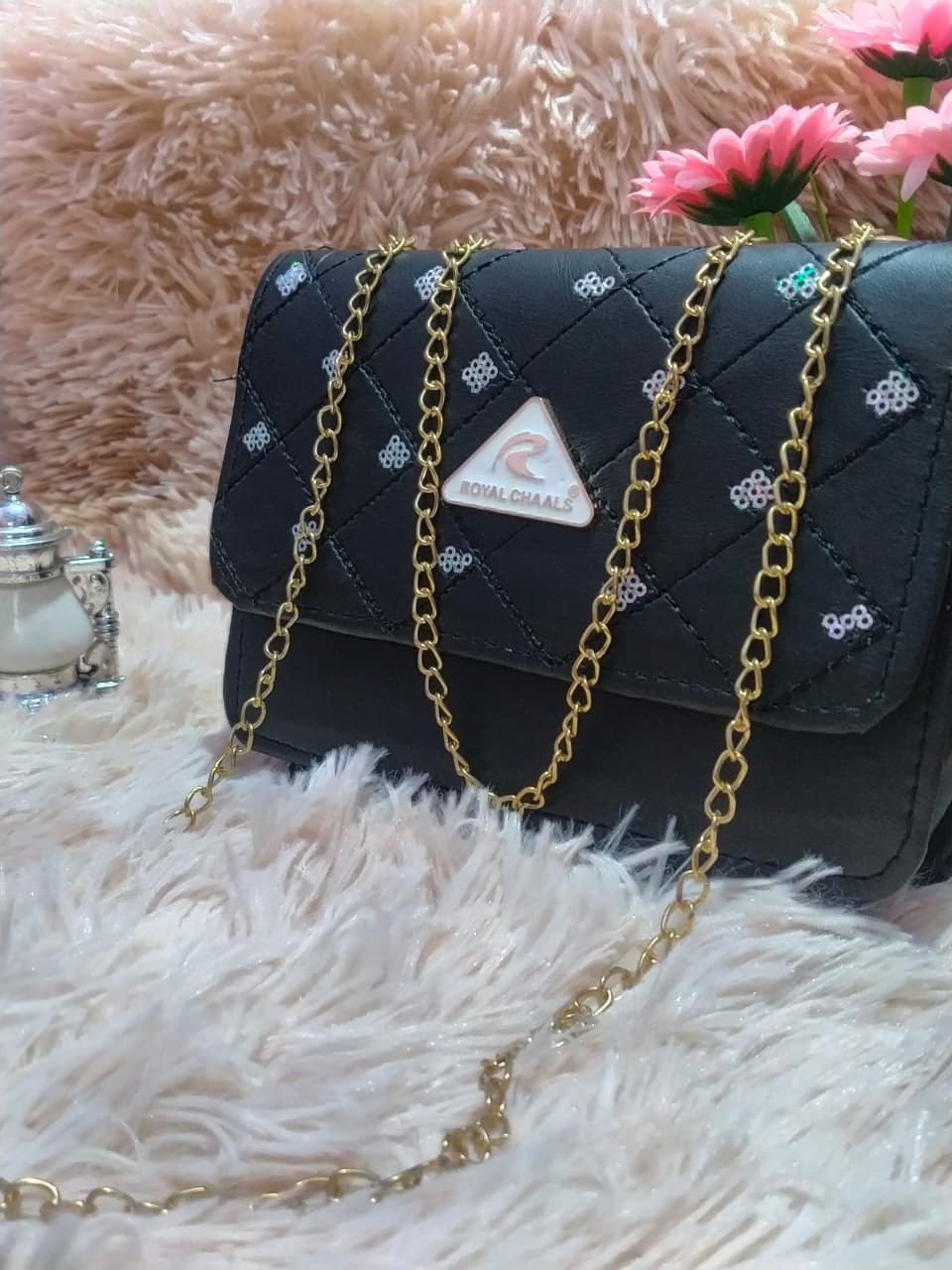 Royal Chaals Chain Sling Bag black
