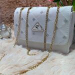 Royal Chaals Chain Sling Bag white